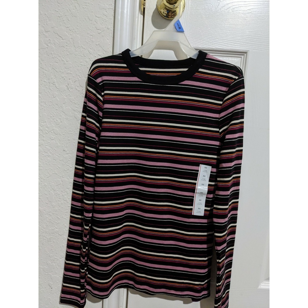 A New Day Ladies Juniors Long Sleeve Purple Stripes Size XS NEW